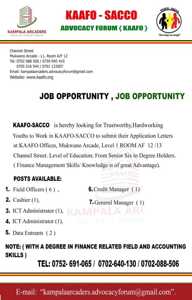 KAAFO-SACCO JOB OPPORTUNITIES